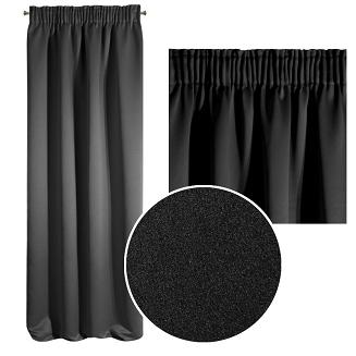 Zasłona gotowa na taśmie LOGAN 135x270 Eurofirany czarna