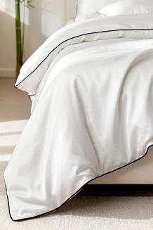 Pościel bambusowa 140x200 biała z czarną bizą