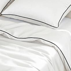 Pościel bambusowa 140x200 biała z czarną bizą