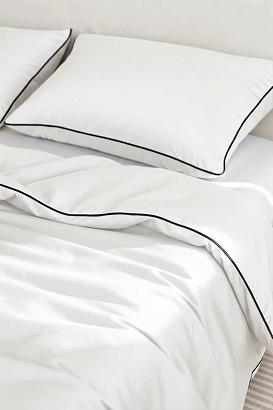 Pościel bambusowa 140x200 biała z czarną bizą