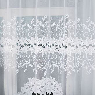 Firanka żakardowa gotowa na żabki BASTIA 250x120 biała