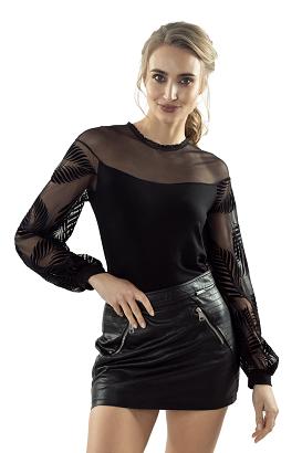 Bluzka damska z tiulowymi rękawkami Samanta czarna