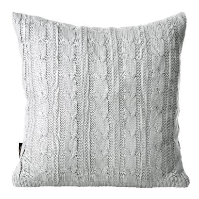 Poszewka dekoracyjna AKRYL 45x45 Eurofirany srebrna sweterkowa w warkocze