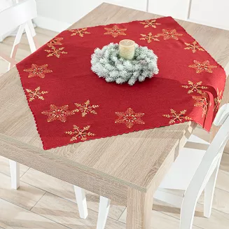 BŁYSZCZĄCE ŚNIEŻYNKI Serweta z haftem szer.85cm x wys.85cm kolor 003 czerwony 640010/KSP/C03/085085/