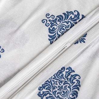 Pościel jersey 160x200 JERSEYLOVE biała granatowe geometryczne ornamenty