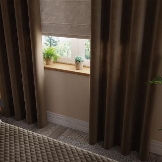 Zasłona gotowa na przelotkach VELVI 140x240 brązowa