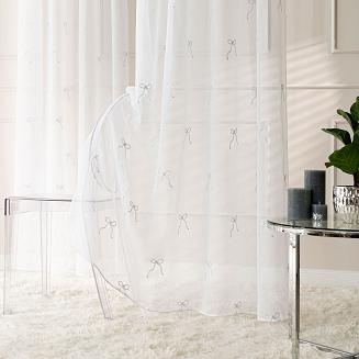 KOKARDKA Firana gotowa na etaminie haftowana na taśmie z ołowianką szer.140 x wys.250cm kolor 001 bi