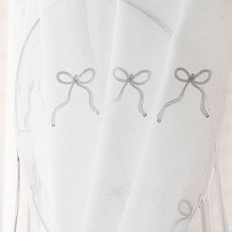 KOKARDKA Firana gotowa na etaminie haftowana na taśmie z ołowianką szer.140 x wys.250cm kolor 001 bi