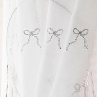 KOKARDKA Firana gotowa na etaminie haftowana na taśmie z ołowianką szer.140 x wys.250cm kolor 001 bi