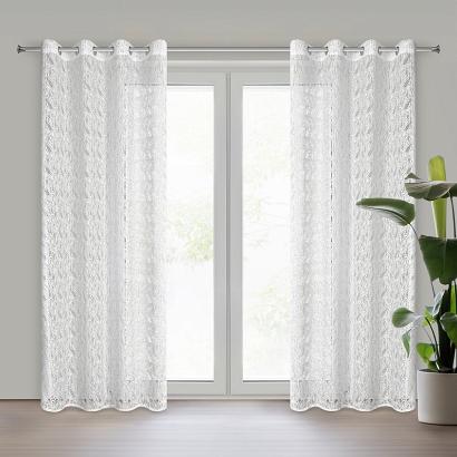 Firana gotowa na przelotkach MONI 140x250 Eurofirany biała o strukturze siateczki