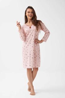 Koszula damska LUNA kod 279 różowa w brązowe kwiatki