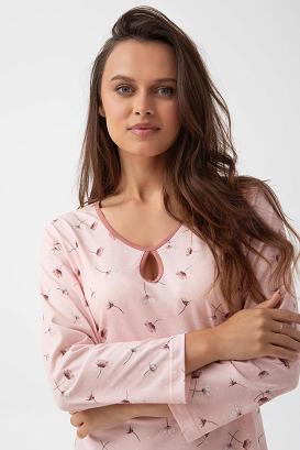 Koszula damska LUNA kod 279 różowa w brązowe kwiatki