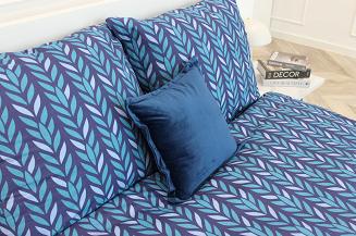 Pościel bawełniana KŁOS 200x220 granatowa biała turkusowa kłosy