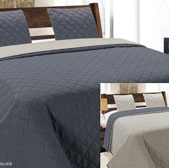 Narzuta dekoracyjna z poszewkami VIGO II 220x240 ciemnoszara srebrna kwadraty