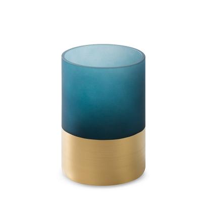 Świecznik dekoracyjny MUSA7 10x15 Eurofirany granatowy złoty w kształcie walca