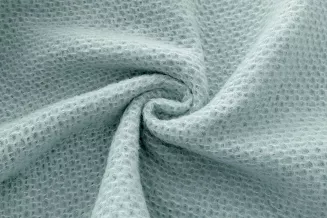Koc bawełniano-akrylowy PURE 150x200 miętowy jacquard gofrowy wzór z frędzlami