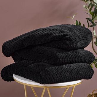 Koc narzuta z mikrofibry Monte 200x220 czarny