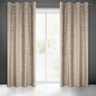 Zasłona gotowa na przelotkach LAURA 140x250 Eurofirany beżowy/złoty