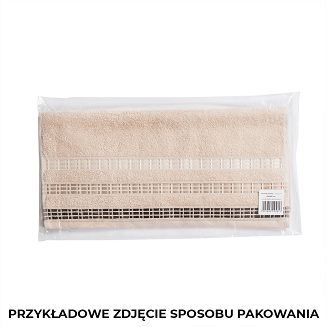 Ręcznik bawełniany LUXURY 70x140 miodowy z bordiurą w geometryczne pasy