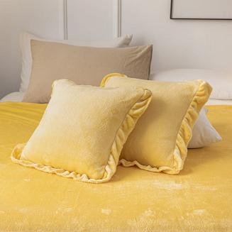 Koc narzuta Ruffy 150x200 musztardowy z falbankami
