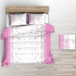 Pościel z kory 200X220 biała różowa polne kwiaty