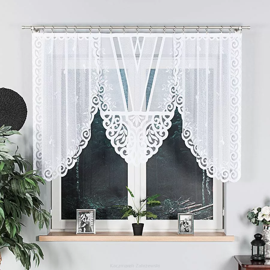 Firanka żakardowa gotowa na żabki RENATA 250x120 biała