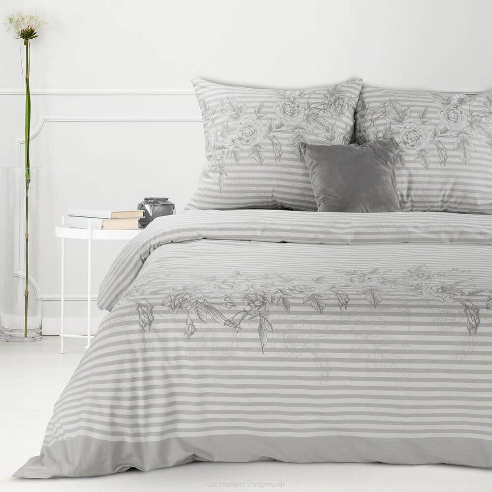 Pościel bawełniana renforce SARA 140x200 Eurofirany jasnopopielaty