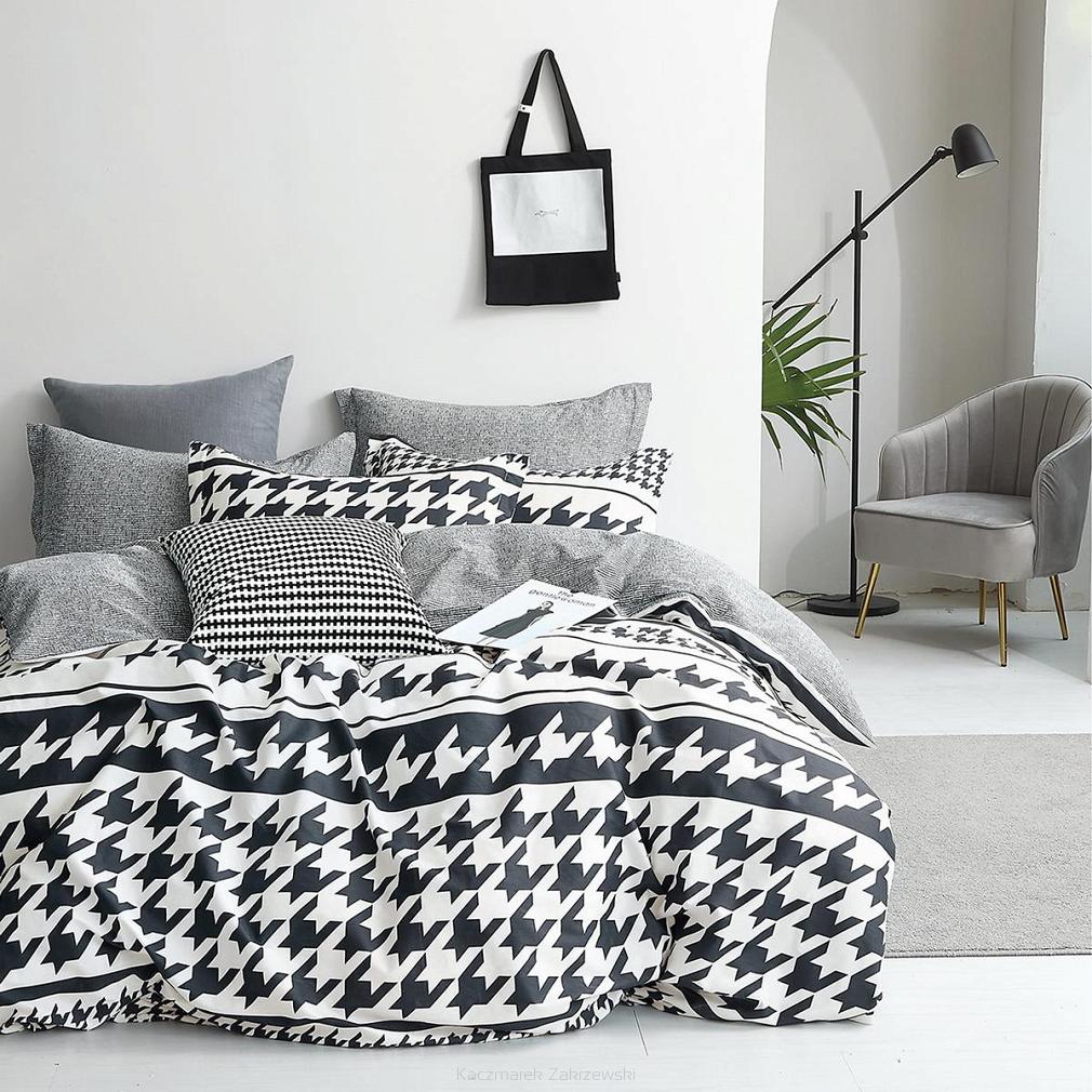 Pościel satynowa 160x200 wzór kurza stopka