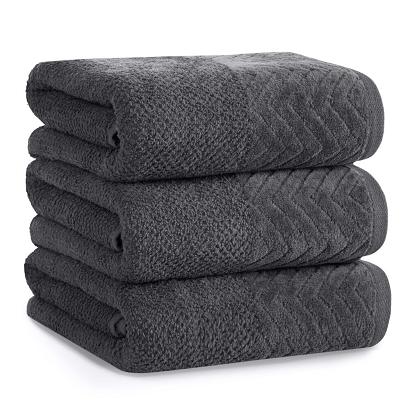 Ręcznik bawełniany LOREN 30x50 Eurofirany grafitowy welwetowa bordiura w zygzak
