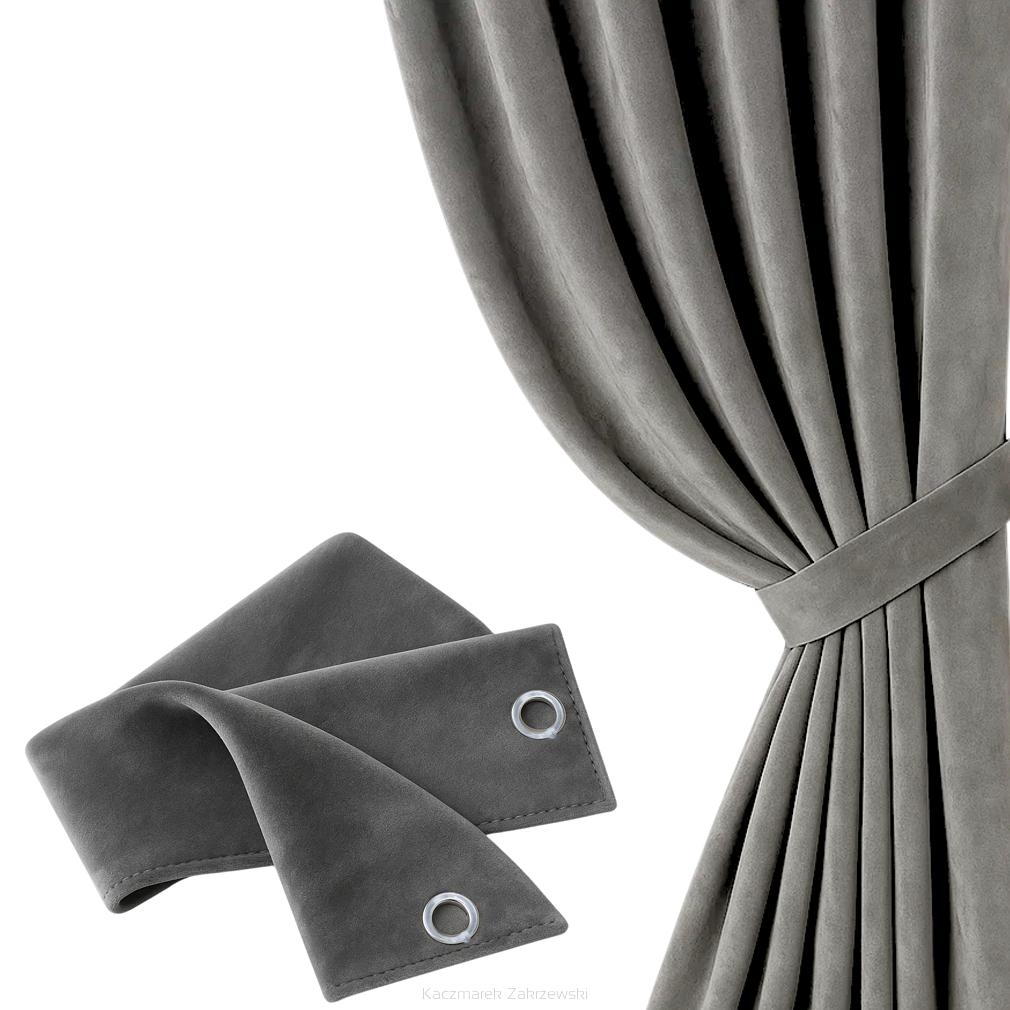 Szarfa do zasłony Velvet Soft 8x140 welurowa szara