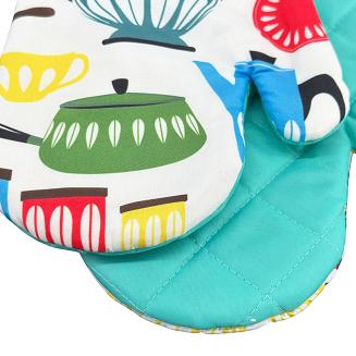 Rękawice kuchenne 18x27 z magnesem 2 szt. białe turkusowe przybory kuchenne