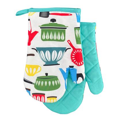 Rękawice kuchenne 18x27 z magnesem 2 szt. białe turkusowe przybory kuchenne