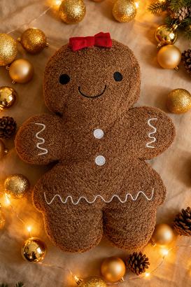 Poduszka dekoracyjna świąteczna z bukli 39x27 Piernikowa Dziewczynka