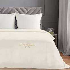 Koc Pierre Cardin CLARA1 160x220 Pierre Cardin Eurofirany kremowy puszysty i ciepły haftowane logo