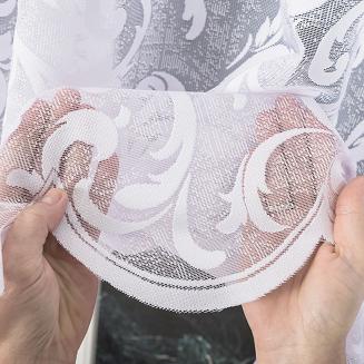 Firanka żakardowa gotowa na żabki LEOKADIA 450x135 biała