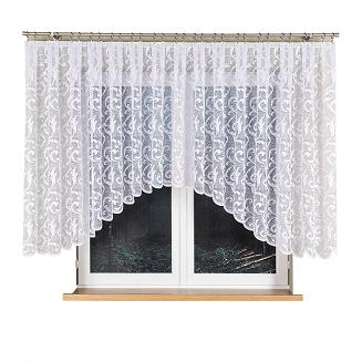 Firanka żakardowa gotowa na żabki LEOKADIA 450x135 biała