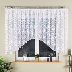 Firanka żakardowa gotowa na żabki LEOKADIA 450x135 biała