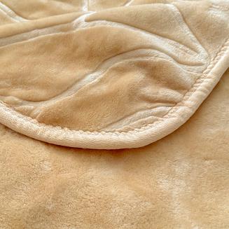 Koc akrylowy tłoczony LIV 160x200 gruby ciepły beżowy