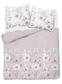 Pościel flanelowa 200x220 szara beżowa turkusowa pastelowe kwiaty