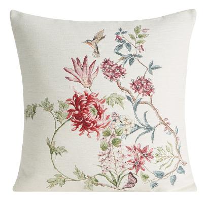 Poszewka dekoracyjna gobelin 45x45 Eurofirany naturalny wielokolorowy motyw letnich kwiatów