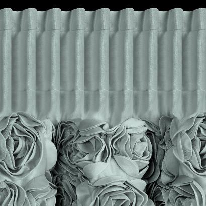 Zasłona gotowa na taśmie ROSES 140x270 Eva Minge Eurofirany miętowa z 6 pasami róż na górze