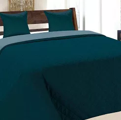 Narzuta dekoracyjna z poszewkami VIGO II 220x240 ciemnuturkusowa niebieska kwadraty