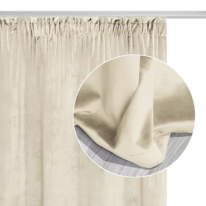 Zasłona gotowa na taśmie VELVET SOFT 140x270 welurowa kremowa