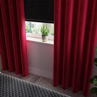 Zasłona gotowa na przelotkach VELVI 140x240 czerwona