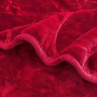 Koc akrylowy na fotel tłoczony LIV 80x160 gruby ciepły bordowy