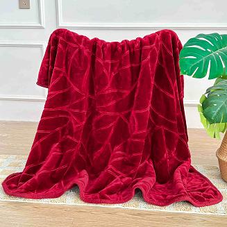 Koc akrylowy na fotel tłoczony LIV 80x160 gruby ciepły bordowy