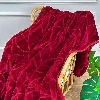 Koc akrylowy na fotel tłoczony LIV 80x160 gruby ciepły bordowy