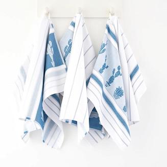 Komplet ścierek kuchennych w drewnianym pudełku wzór ARIZONA turkusowy