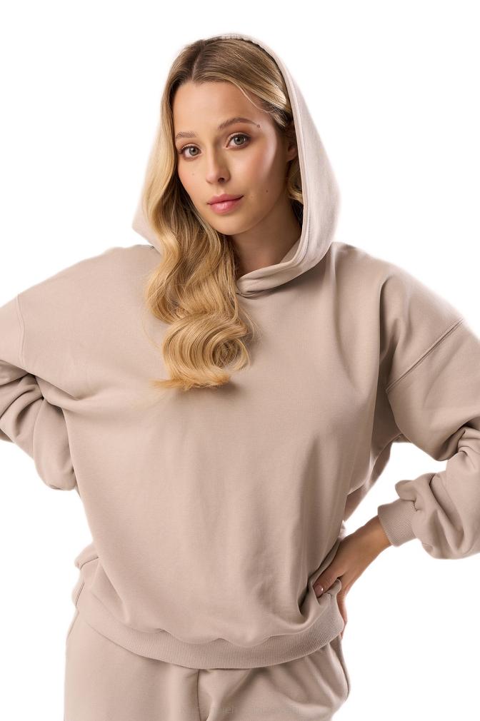 Bawełniana bluza dresowa z kapturem Babell kod 3010 taupe