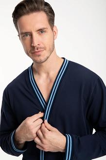 Szlafrok męski LUNA kod 855 granatowy niebieska plisa